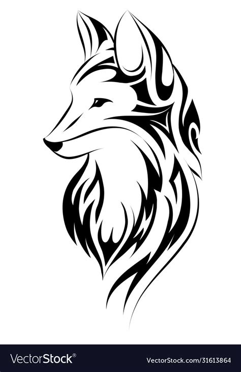 Fox tattoo simple design Royalty Free Vector Image