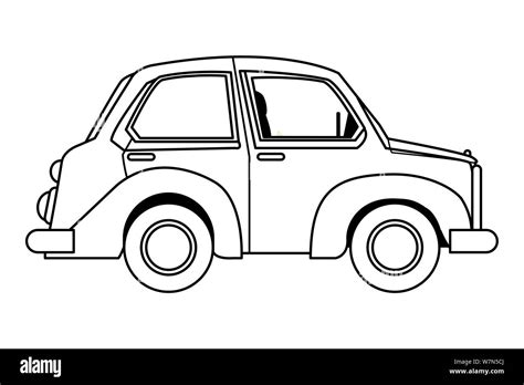 Vintage classic car sideview cartoon in black and white Stock Vector Image & Art - Alamy