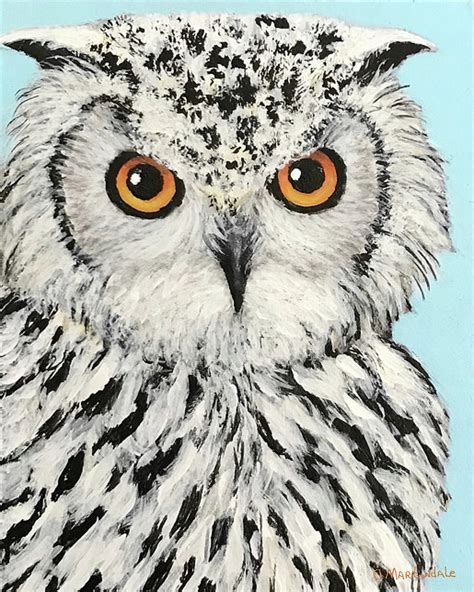 White Great Horned Owl Painting by Carole Martindale - Pixels