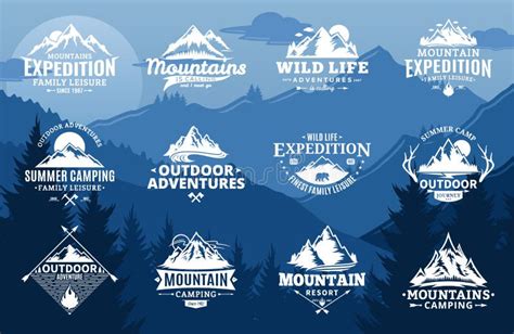 Set of Vector Mountain and Outdoor Adventures Logo Stock Vector ...