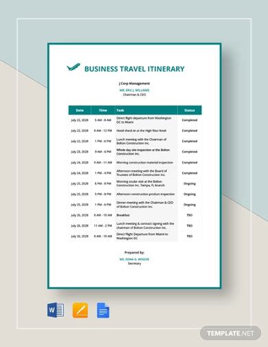 Travel Itinerary - 30+ Examples, Format, Pdf