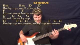 Rocky Top (OSBOURNE BROTHERS) Bass Guitar Cover Lesson in G with Lyrics ...