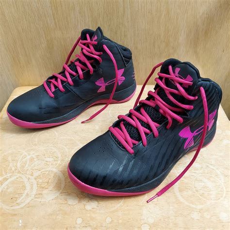 Under Armour Under Armour Womens 10 Black Leather Pink Basketball Shoes ...