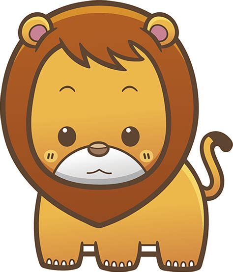 Cute Simple Kawaii Wild Animal Cartoon Icon - Lion Vinyl Decal Sticker ...