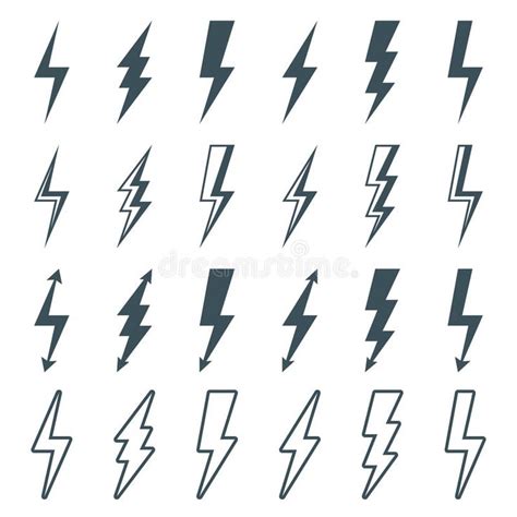 Lightning bolt set. Lightning bolt icons set, thunderbolt silhouette ...