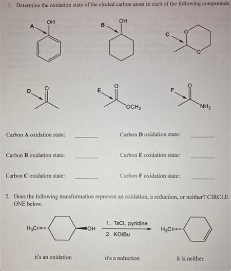 Solved 1. Determine the oxidation state of the circled | Chegg.com