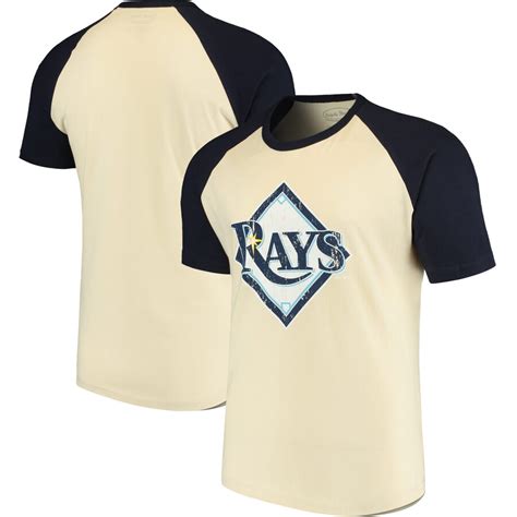 Men's Tampa Bay Rays Majestic Threads Cream/Navy Softhand Raglan T-Shirt