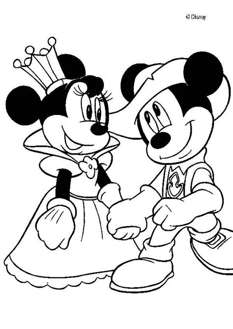 Queen minnie and knight mickey mouse coloring pages - Hellokids.com