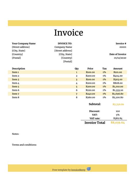 Free Google Drive Invoice Templates: Blank Docs & Sheets Invoices ...