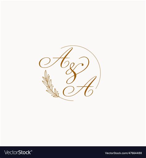 Initials aa wedding monogram logo with leaves Vector Image