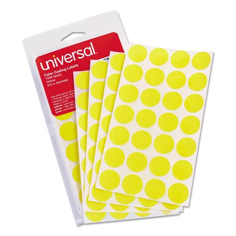 Universal Self-Adhesive Removable Color-Coding Labels, 3/4" dia, Yellow ...