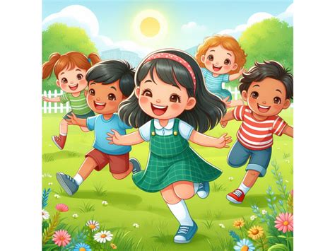 Happy Children Playing Graphic by A.I Illustration and Graphics ...