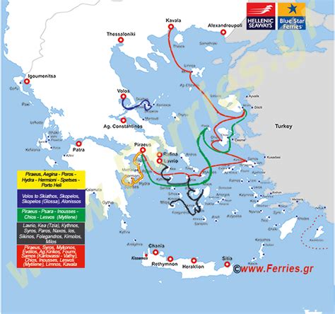 Greek Ferry Routes Map