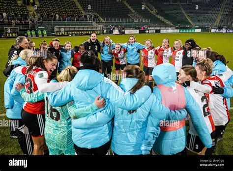 Den Haag - Players of Feyenoord V1 celebrate the win during the match ...