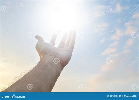 Adult Hand Reaching Out Towards the Sky Stock Image - Image of ...