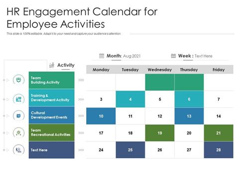 HR Engagement Calendar For Employee Activities | Presentation Graphics ...