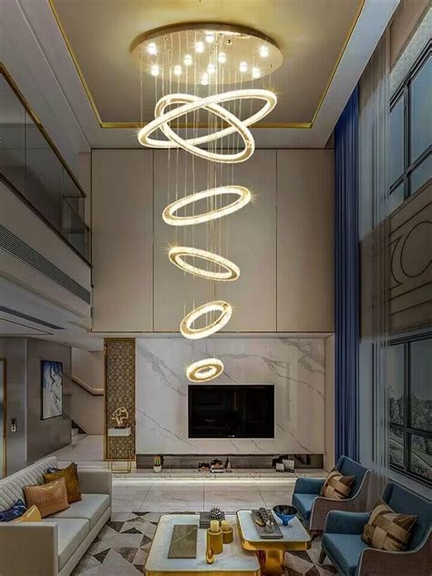 Oversized Multi-Rings Ceiling Long Staircase Crystal Chandelier Modern ...