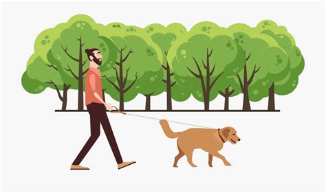 Dog Walking Dog Walking Walk In The Park Png Transparent Cartoon