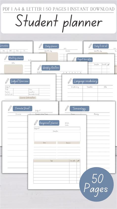 Student planner | Student planner, Student planner printable, Study planner