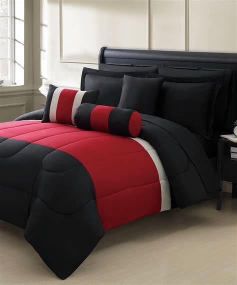 Red & Black Tranquil Hotel-Style Comforter Set - Modern - Comforters ...