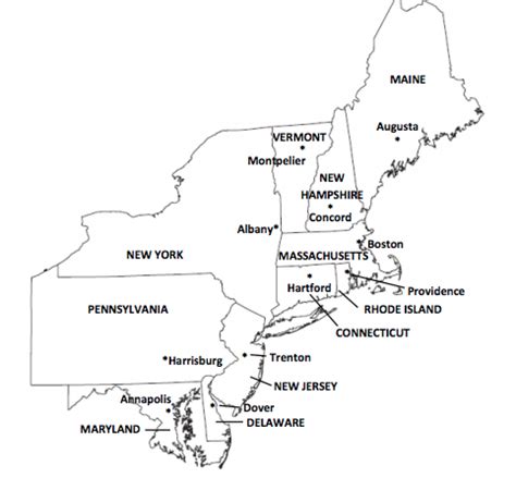 Northeast States And Capitals Map