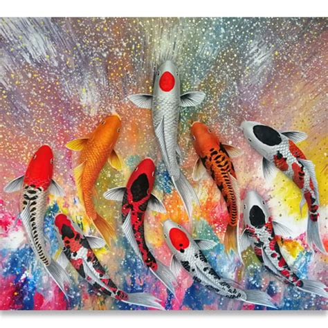 Colorful Koi Art Original Painting For Sale | Royal Thai Art