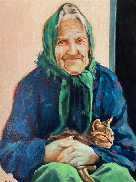 Russian Babushka Handmade painting Old woman portrait Original | Etsy