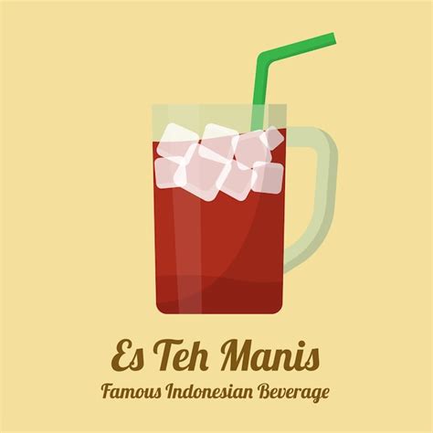 Premium Vector | Es teh manis illustration - popular asian beverage ...