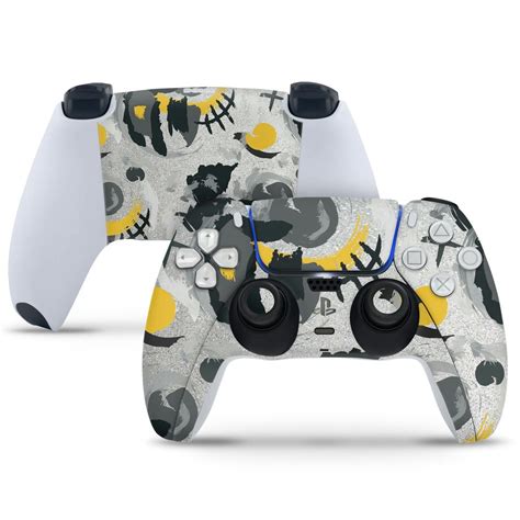 PlayStation 5 Controller Skin - Black Yellow Designs on Silver ...