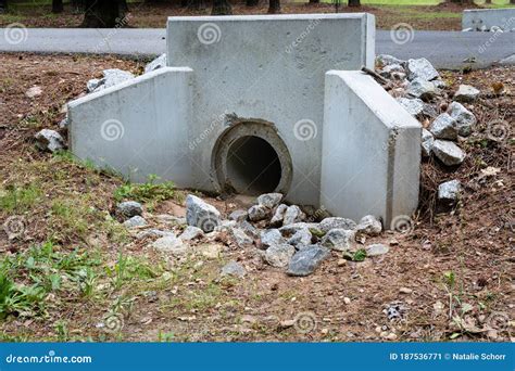 Precast Concrete Headwall for Pipe Running Under a Roadway, Rainwater ...