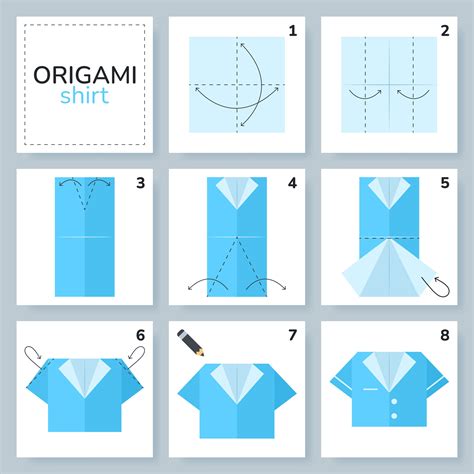 Shirt origami scheme tutorial moving model. Origami for kids. Step by ...