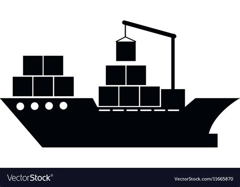 Cargo ship silhouette icon Royalty Free Vector Image