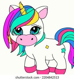 Cute Unicorn Rainbow Hair Stock Vector (Royalty Free) 2204842513 ...