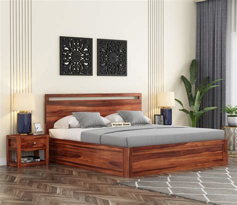 Kanishka Solid Wood Sheesham Double Bed With Box Storage For Bedroom ...