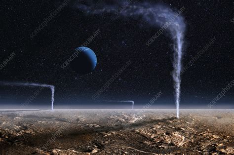 Triton with Geysers and Neptune - Stock Image - C033/4861 - Science ...