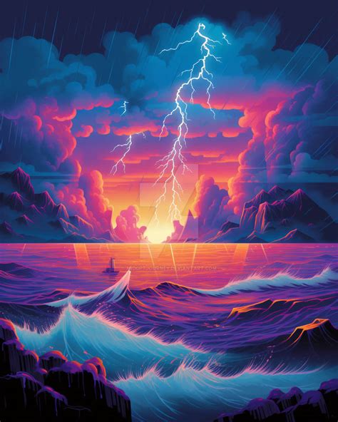 electrifying sea thunderstorm art by midgptjourney on DeviantArt