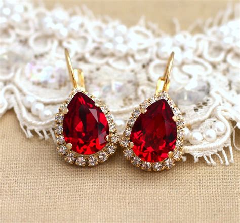 Ruby EarringsRuby Swarovski Drop EarringsRuby Drop by iloniti