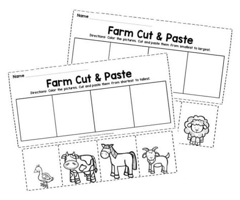 Free Printable Farm Cut and Paste Worksheets - The Keeper of the Memories