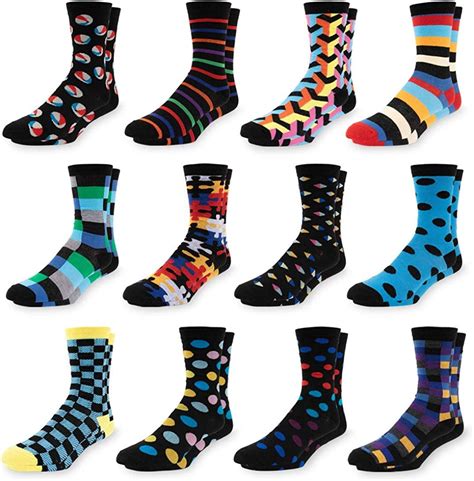 Mitch Bogen Men's Colorful Dress Socks - 12 Pack Fun Patterned Funky ...