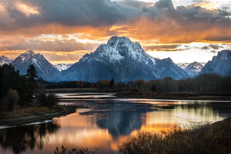 wallpaper mountain, lake, sunset, sky, clouds, peak, landscape HD ...