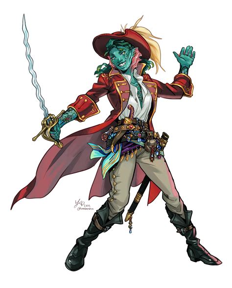 [OC] [Art] Water Genasi Swashbuckler Rogue (backstory in comments!) : r/DnD