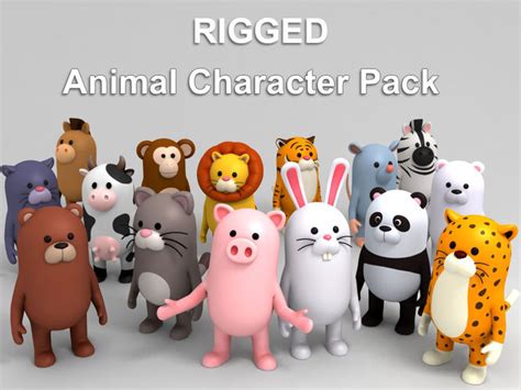 Rigged Animal Character Pack 3D model rigged | CGTrader