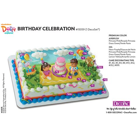 Dora the Explorer™ Birthday Celebration Cake Decorating Instruction ...