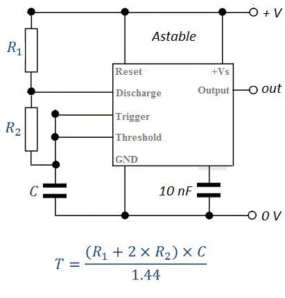 555 Timer Frequency Calculator Astable