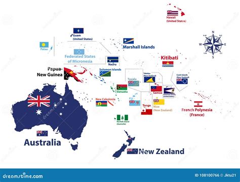 Australia and Oceania Region Vector High Detailed Map with Countries ...