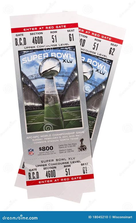 Superbowl XLV Tickets NFL American Football Editorial Image - Image ...