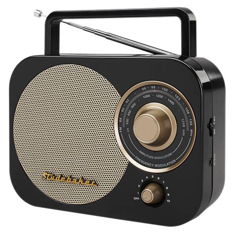 Studebaker Portable AM/FM Radio in Black-SB2000BG - The Home Depot