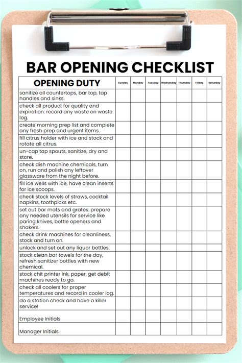 Efficient Bar Setup: Bartender's Opening & Closing Checklist Templates