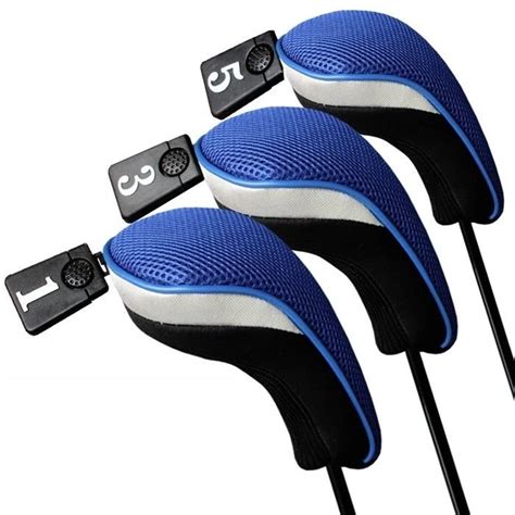 3Pcs Soft 1 3 5 Wood Golf Club Driver Headcovers Head Covers Set Blue ...