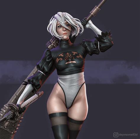 2b - Nier Automata Fanart Statue 3D model 3D printable | CGTrader